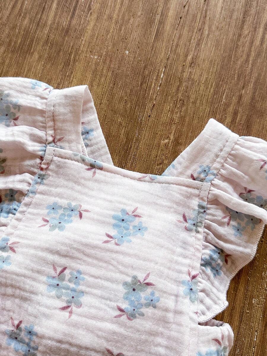 Baby Floral Print Sleeveless Jumpsuit for Casual Summer Daily Wear and Outings