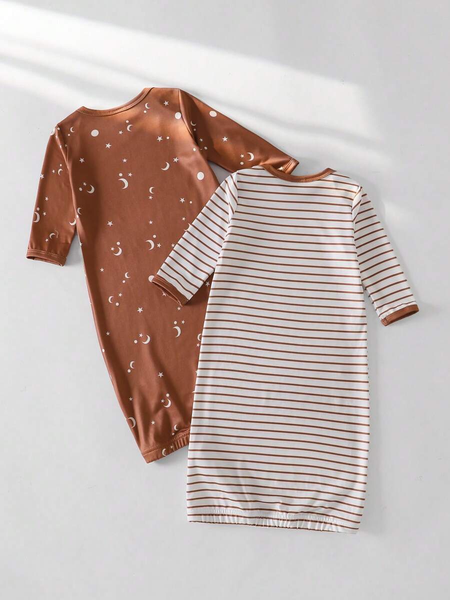2PCS Baby Star Moon Cloud Print Long Sleeve Pajama Set for Cozy Sleepwear