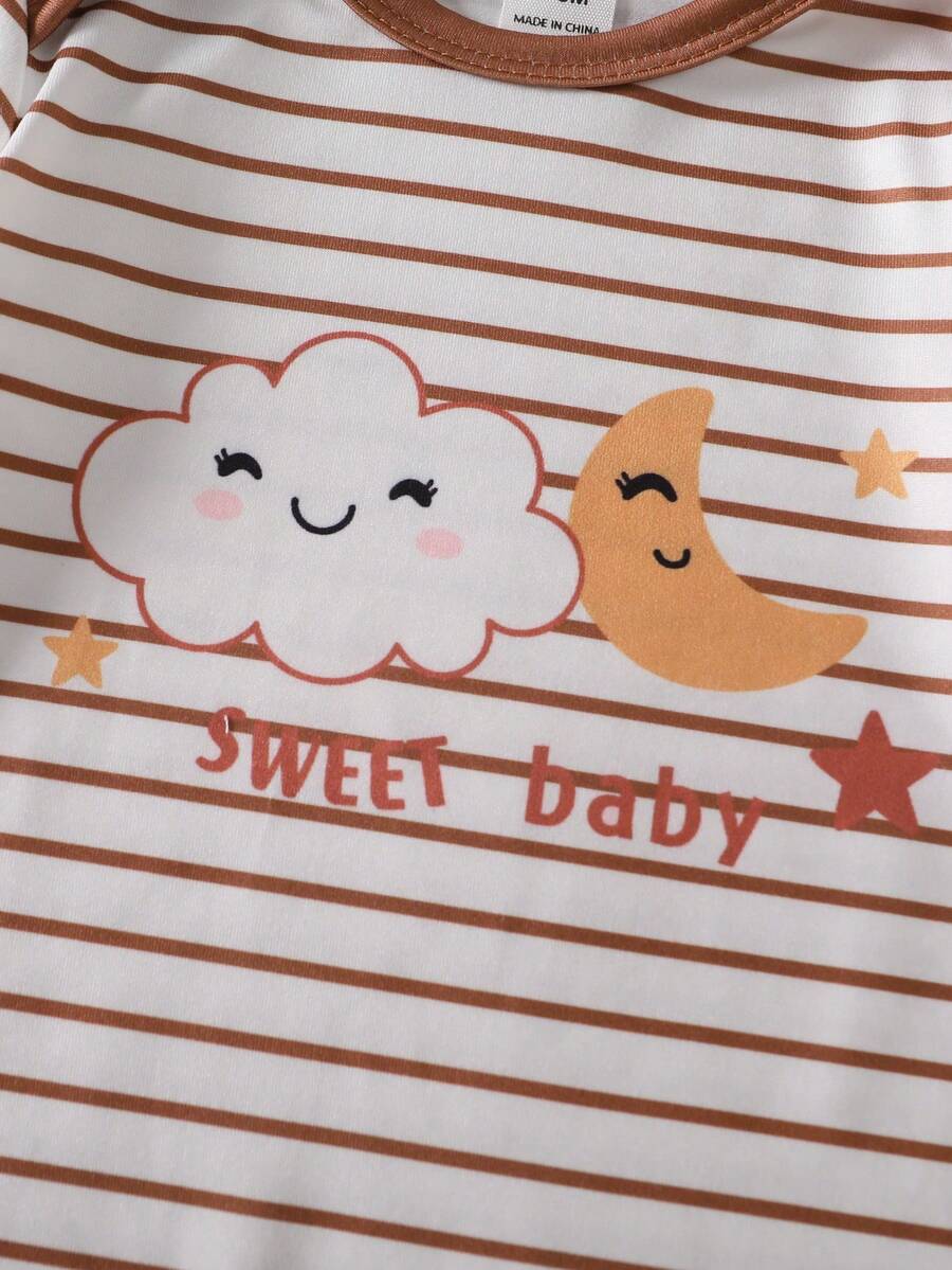 2PCS Baby Star Moon Cloud Print Long Sleeve Pajama Set for Cozy Sleepwear