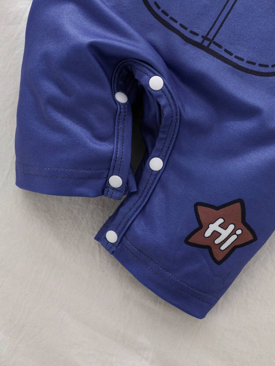Baby Boy Summer Romper Featuring Cute Cartoon Panda Design