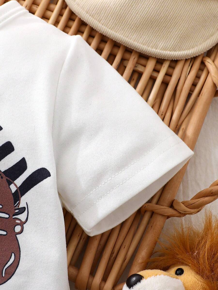 Baby Boy Summer Romper Featuring Cute Cartoon Panda Design