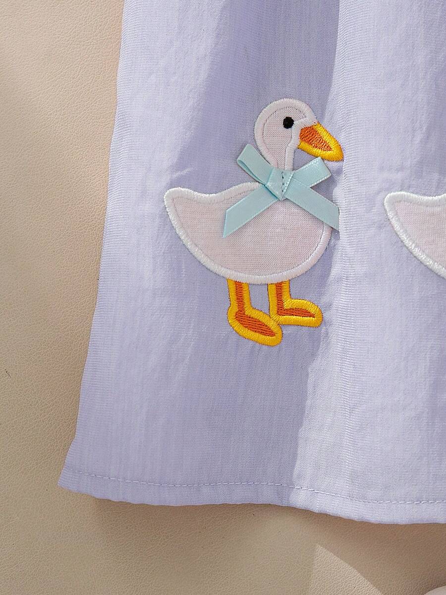Sleeveless Long Dress with Embroidered Cartoon Duck for Toddler Girls