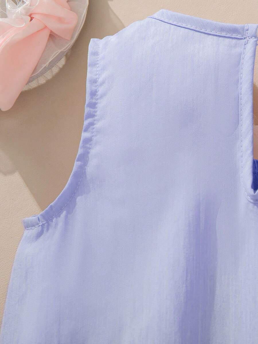 Sleeveless Long Dress with Embroidered Cartoon Duck for Toddler Girls