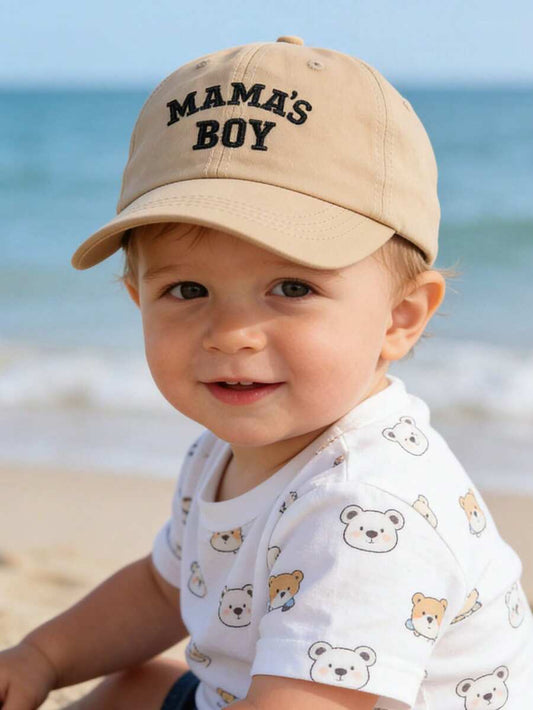 Mamas Boy Embroidered Baseball Cap for Baby Outdoor Daily Wear