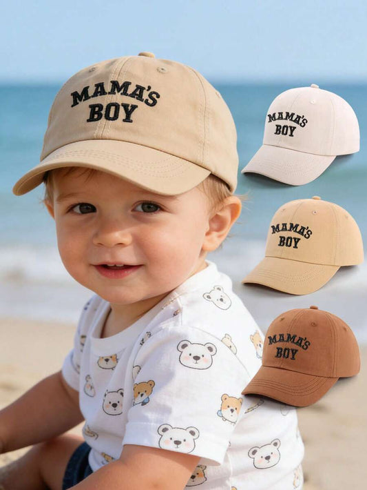 Mamas Boy Embroidered Baseball Cap for Baby Outdoor Daily Wear