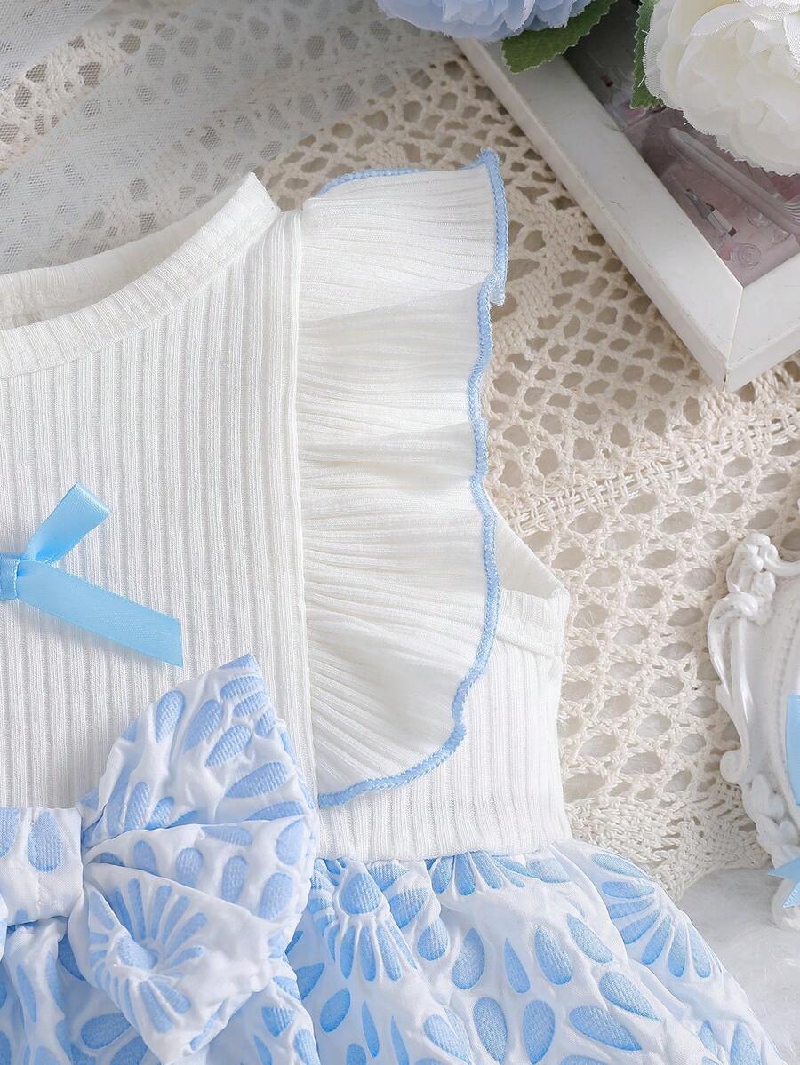 Baby Lace Collar Pink Bow Dress for Elegant Retro Summer Wear