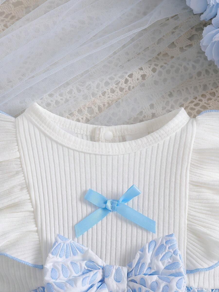 Baby Lace Collar Pink Bow Dress for Elegant Retro Summer Wear