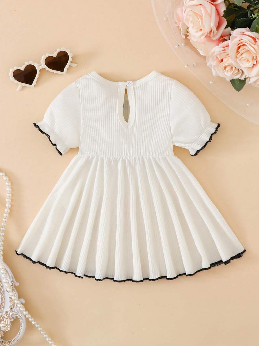 Baby Textured Princess Sleeve Dress for Elegant Spring and Summer Outings