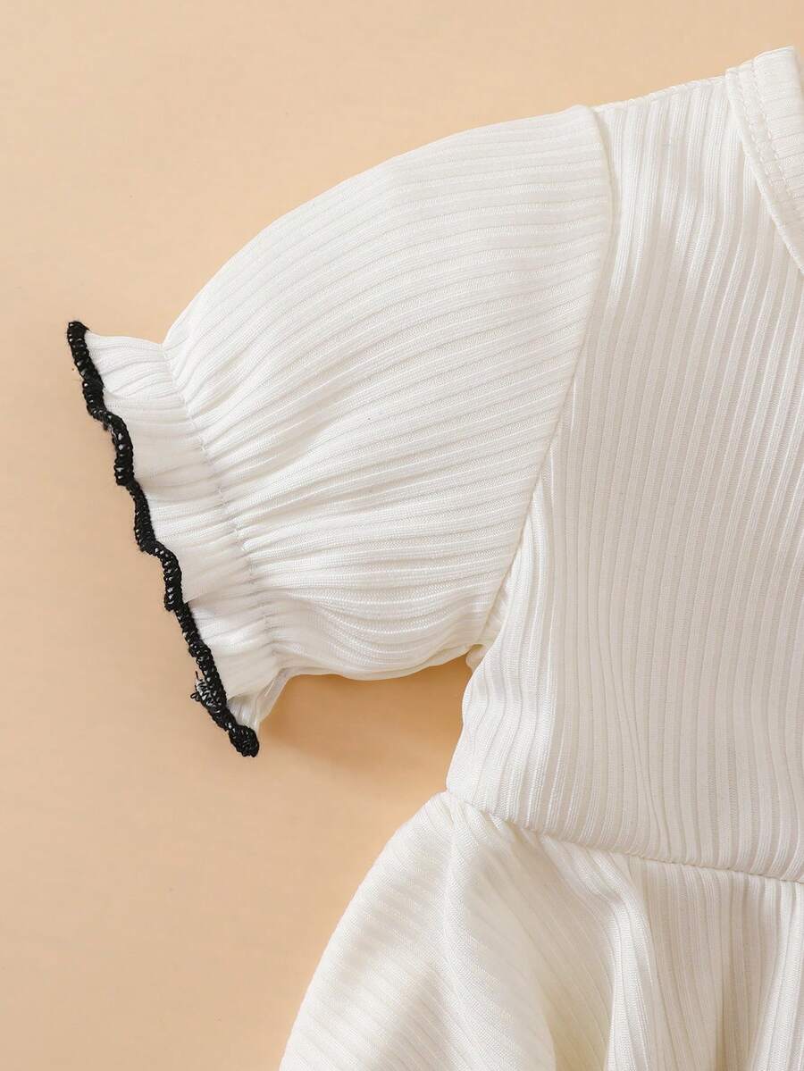 Baby Textured Princess Sleeve Dress for Elegant Spring and Summer Outings