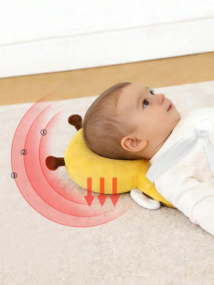 Baby Head Protection Backpack Adjustable Anti Fall Cushion Pad for Crawling and Walking Toddlers Bee Design