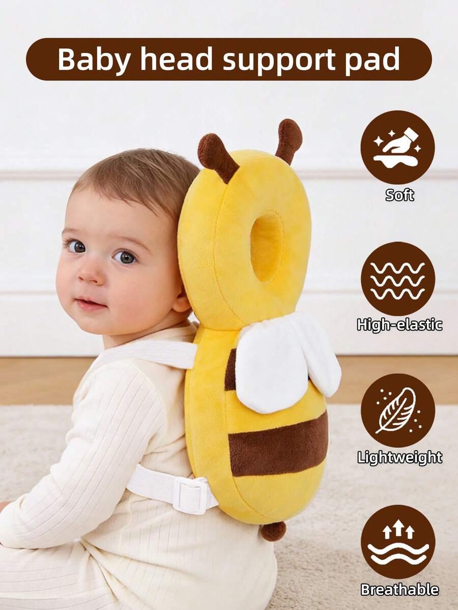 Baby Head Protection Backpack Adjustable Anti Fall Cushion Pad for Crawling and Walking Toddlers Bee Design