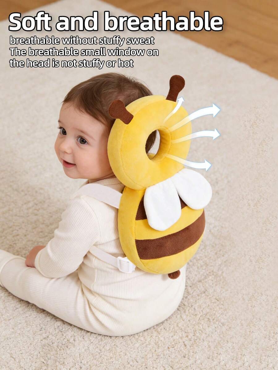 Baby Head Protection Backpack Adjustable Anti Fall Cushion Pad for Crawling and Walking Toddlers Bee Design