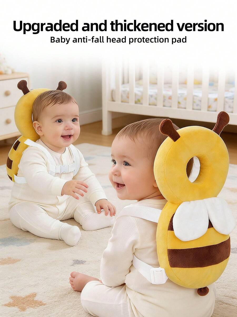 Baby Head Protection Backpack Adjustable Anti Fall Cushion Pad for Crawling and Walking Toddlers Bee Design