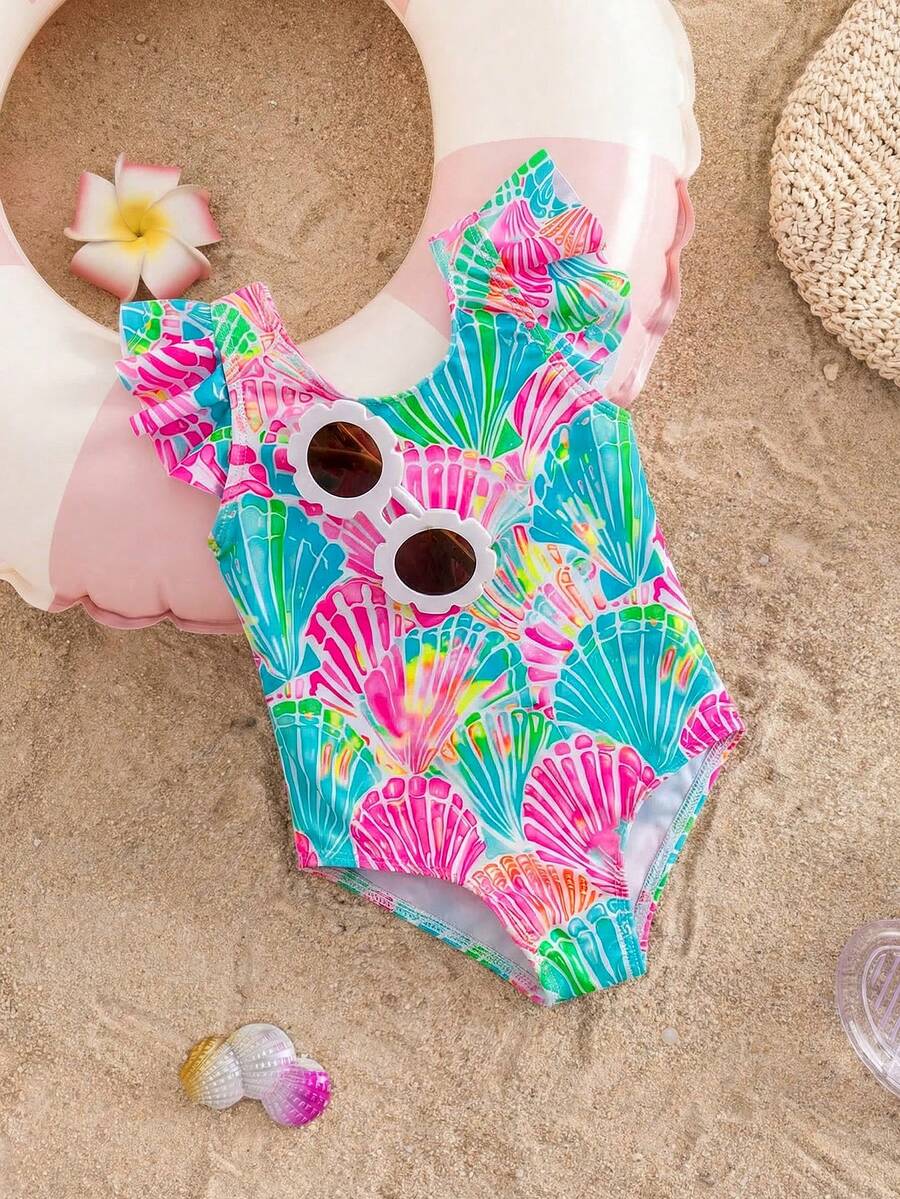 Cute Back Bow Swimwear For Little Girls Summer Beach Vacation Outfit