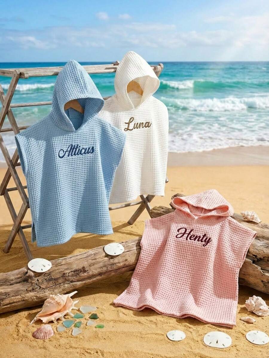 Personalized Toddler Hooded Towel Cape Custom Name Embroidered Quick Dry Bath and Swim Cover for Kids 1-3 Years