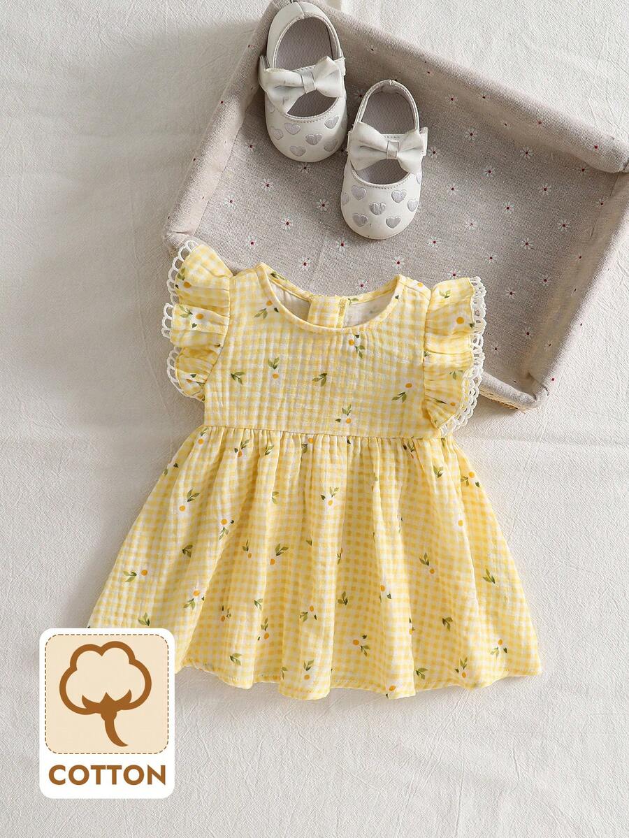 Baby Ditsy Floral Cinched Waist Dress for Cute Spring and Summer Wear