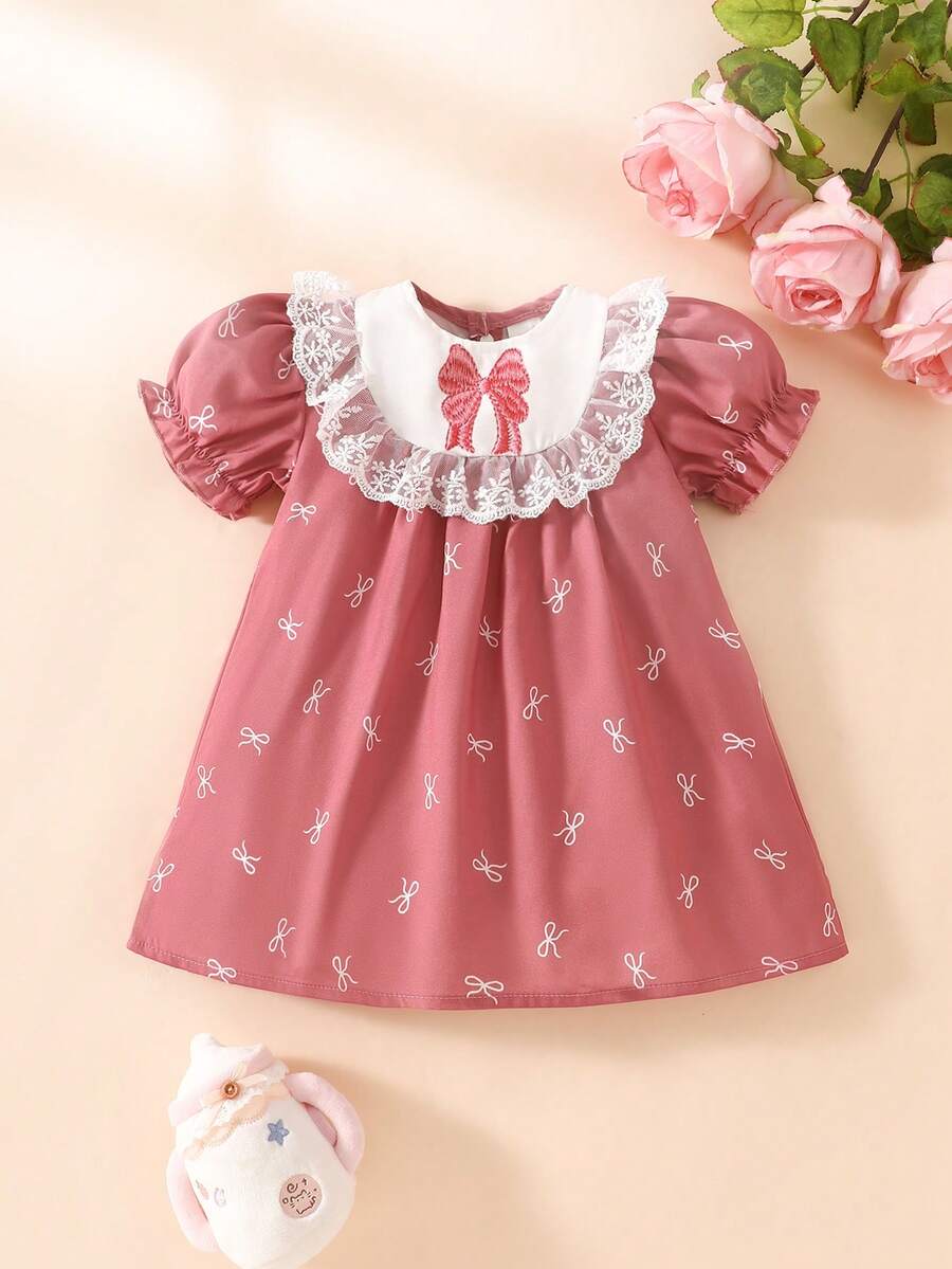 Baby Embroidered Puff Sleeve Dress for Cute Summer Outings and Photoshoots