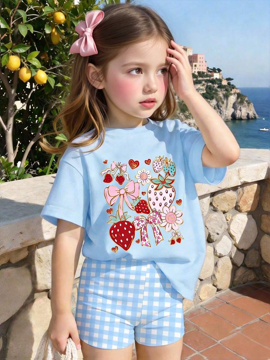 Vacation Ready Floral Print Set For Baby Girls With Tee And Shorts