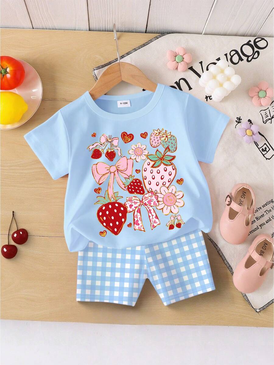 Vacation Ready Floral Print Set For Baby Girls With Tee And Shorts