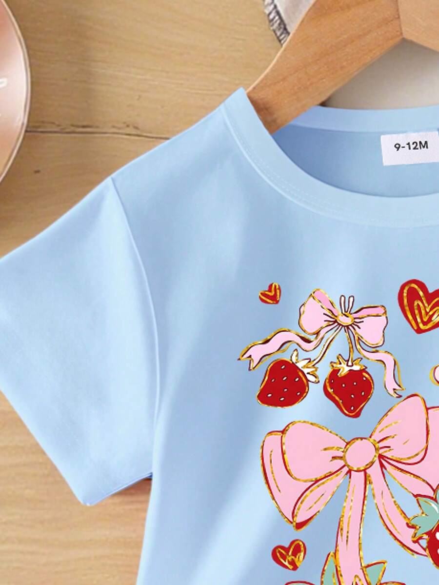 Vacation Ready Floral Print Set For Baby Girls With Tee And Shorts