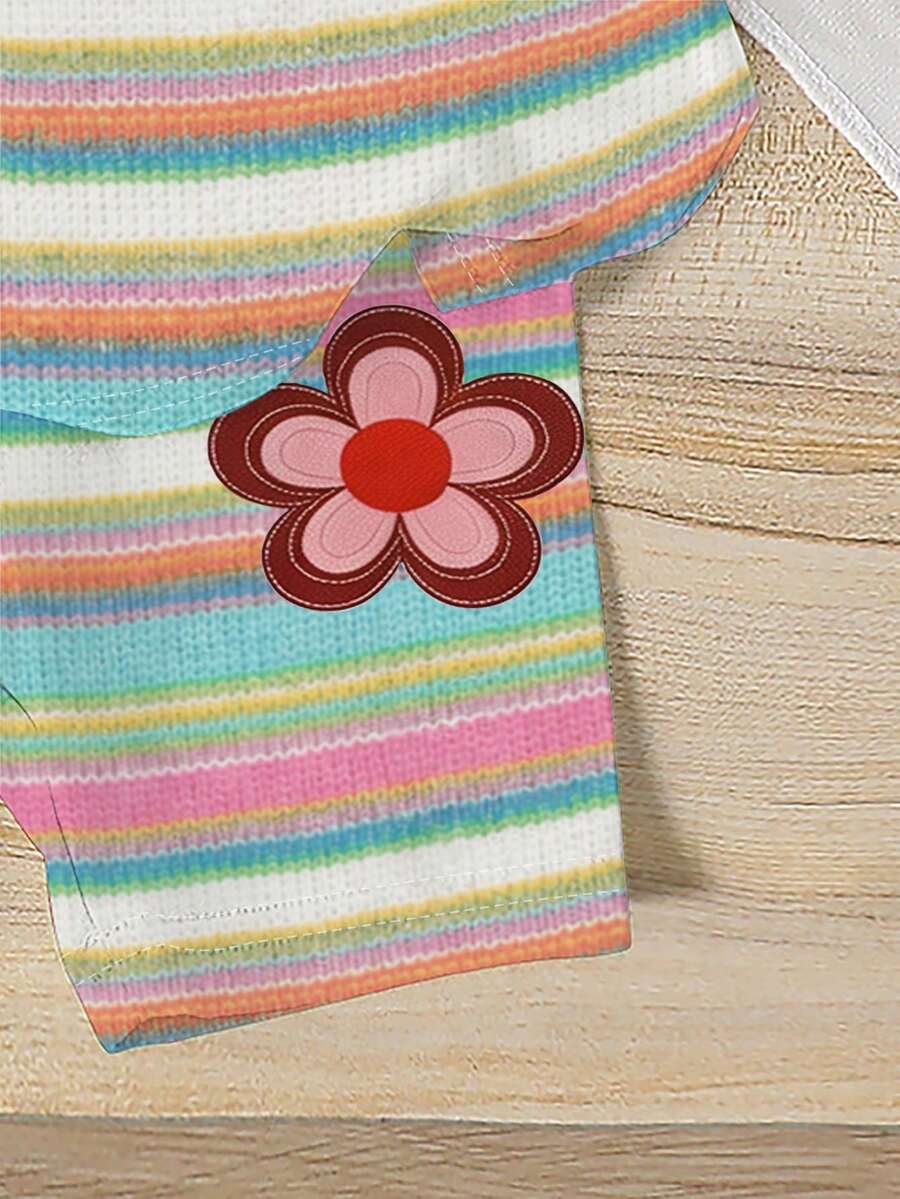 Lemon Fruit & Letter Print Short Sleeve Top and Shorts Set for Baby Girls