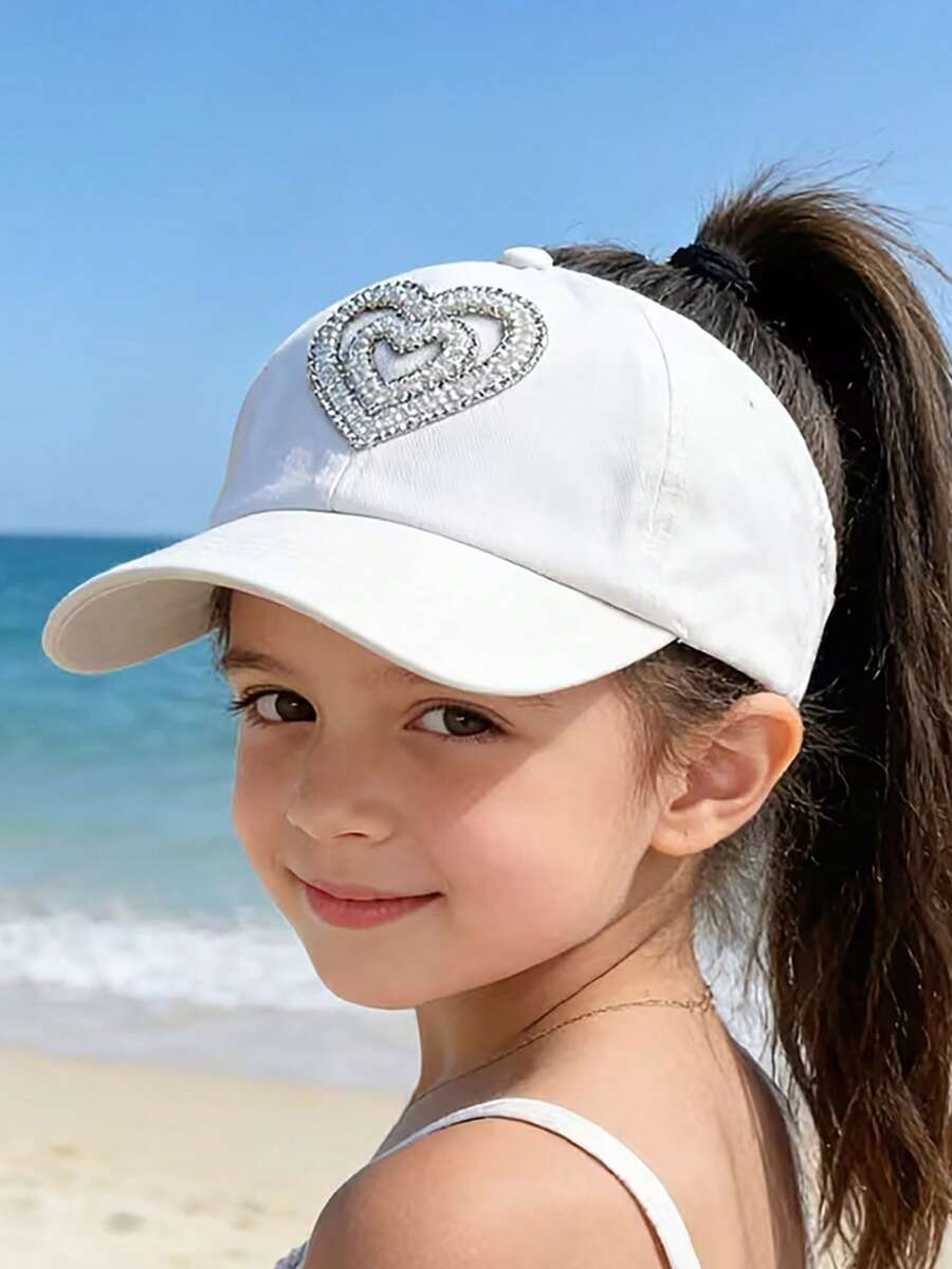 Butterfly Patch Ponytail Baseball Cap for Kids Summer Outdoor Wear