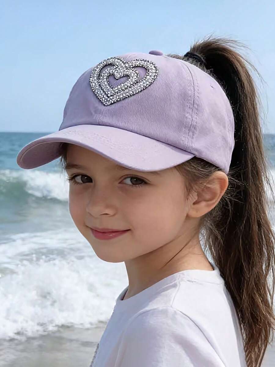 Butterfly Patch Ponytail Baseball Cap for Kids Summer Outdoor Wear