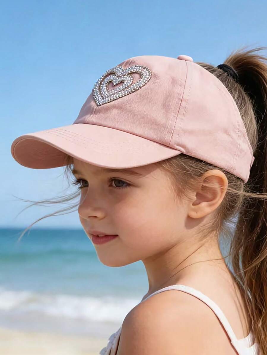Butterfly Patch Ponytail Baseball Cap for Kids Summer Outdoor Wear