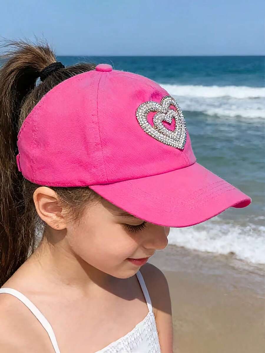Butterfly Patch Ponytail Baseball Cap for Kids Summer Outdoor Wear