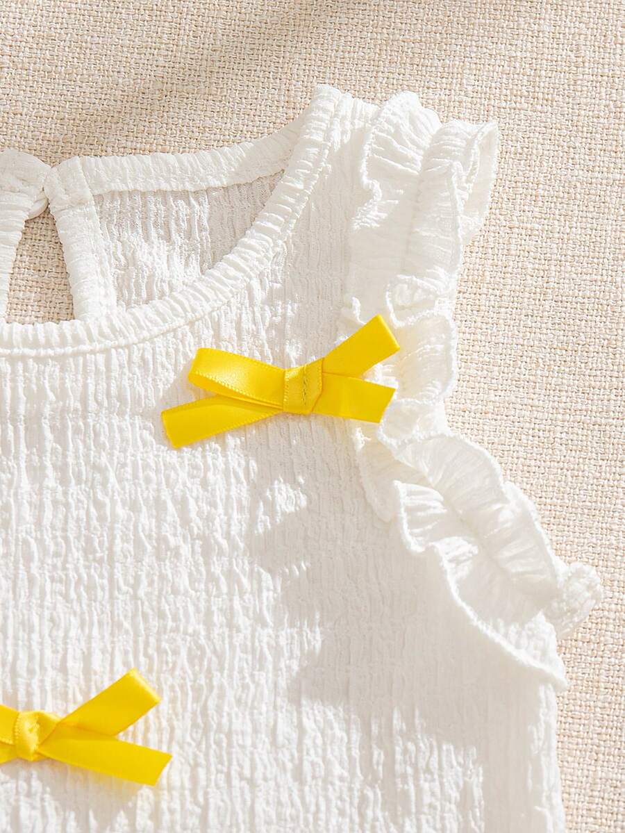 Cute Two Piece Summer Clothing Set For Little Girls Jacquard Style