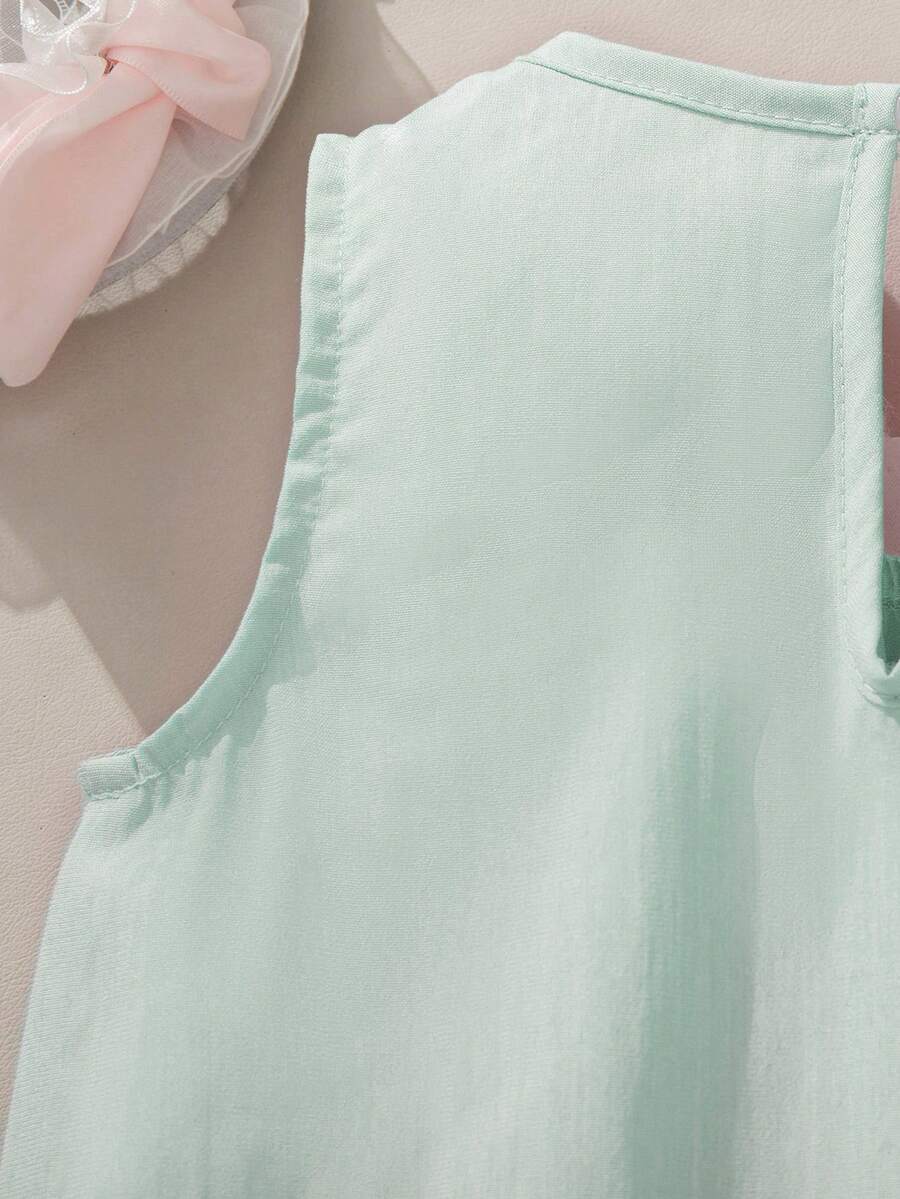 Sleeveless Long Dress with Embroidered Cartoon Duck for Toddler Girls