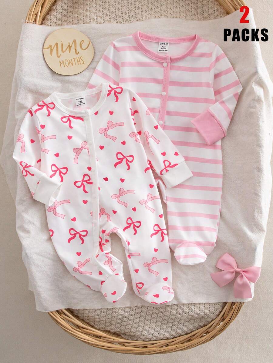 Floral Long Sleeve Baby Pajama Set for Newborn Girls Soft Summer Sleepwear