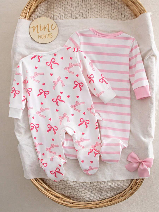 Floral Long Sleeve Baby Pajama Set for Newborn Girls Soft Summer Sleepwear