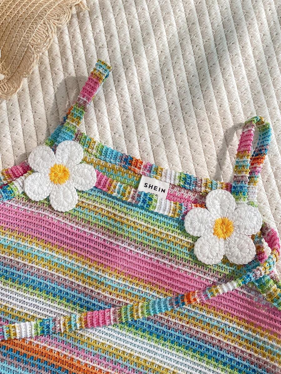 Floral Suspender Dress with Matching Bag, 2-Piece Set for Baby Girls
