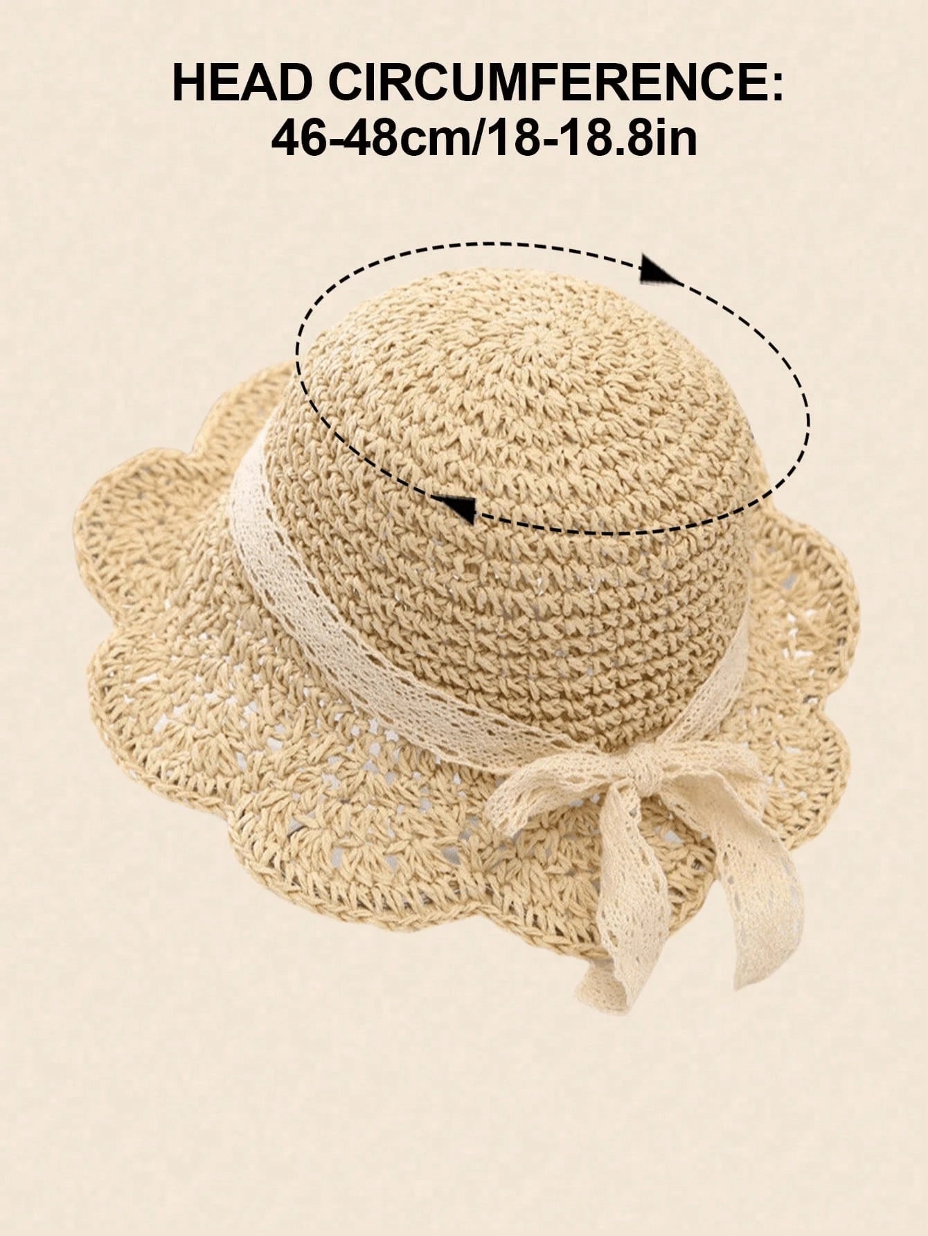 1pc Knitted Lace Bow Sun Hat for Baby and Toddler Casual Wear