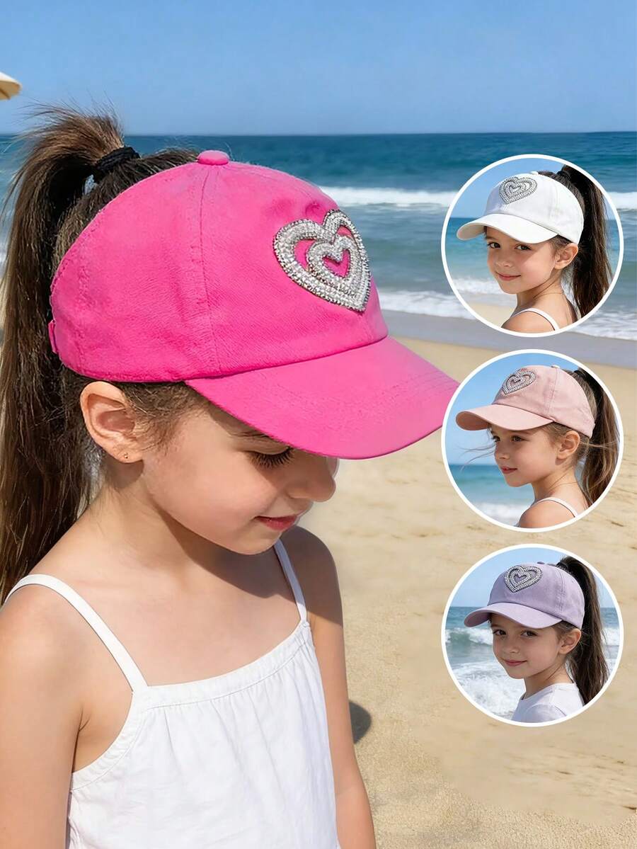 Butterfly Patch Ponytail Baseball Cap for Kids Summer Outdoor Wear