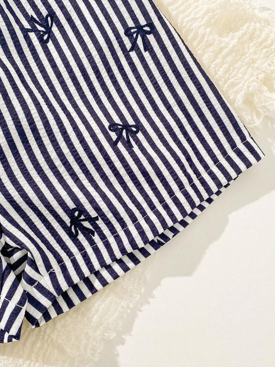 Cute Camisole And Shorts Set For Toddler Girls With Stripe Bow Detail