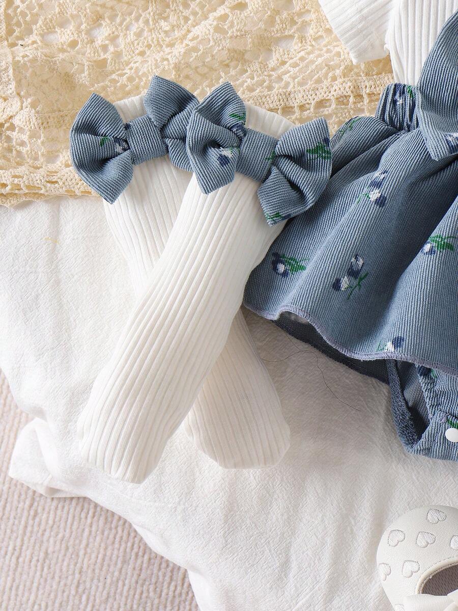Baby Corduroy Patchwork Romper Dress for Cute Spring and Summer Outdoor Wear