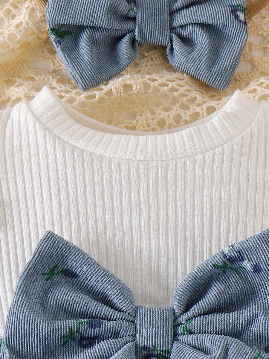 Baby Corduroy Patchwork Romper Dress for Cute Spring and Summer Outdoor Wear