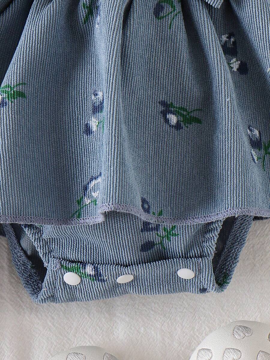 Baby Corduroy Patchwork Romper Dress for Cute Spring and Summer Outdoor Wear