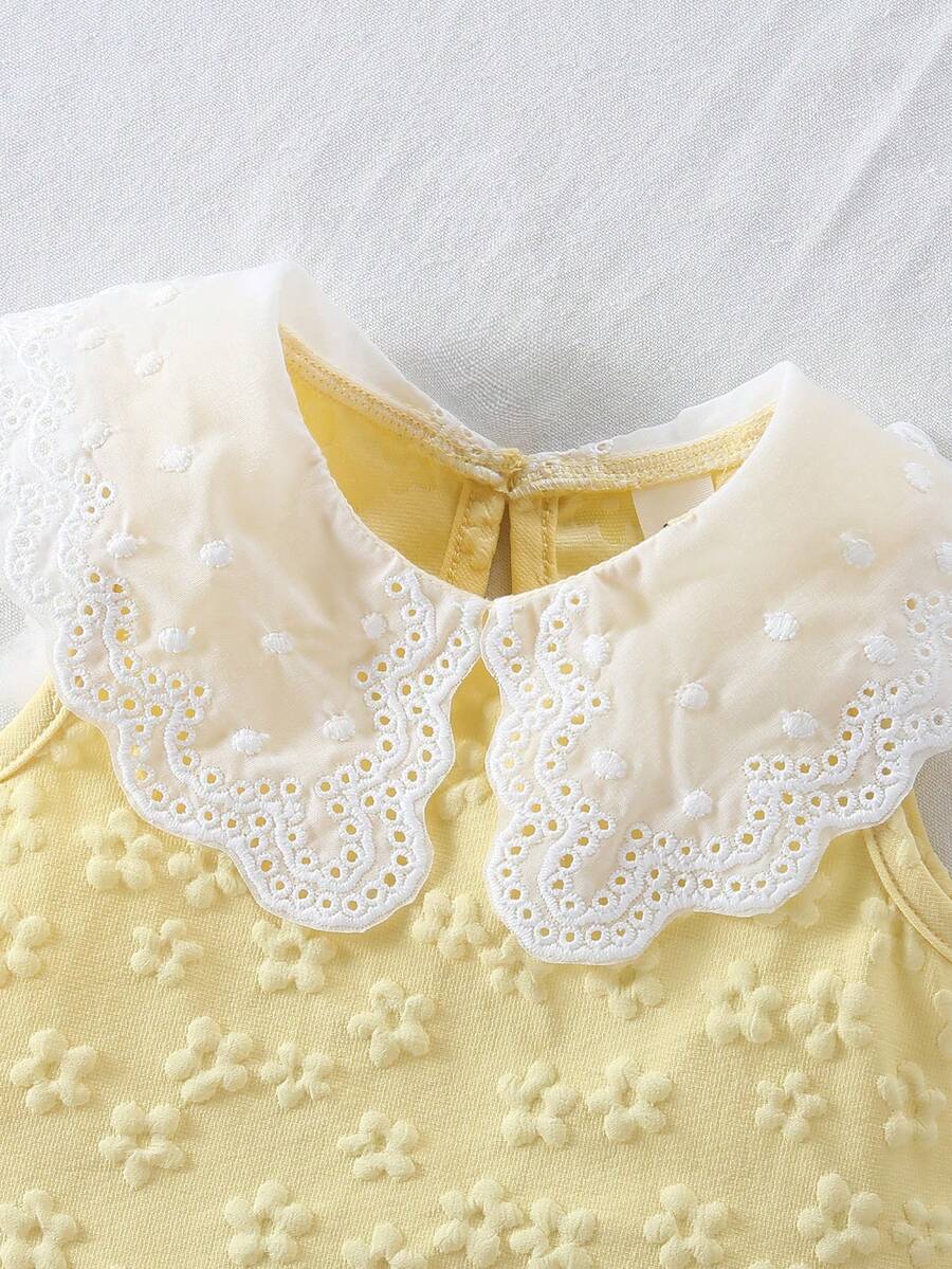 Little Girls Princess Pink Dress With Peter Pan Collar And Lace Detail