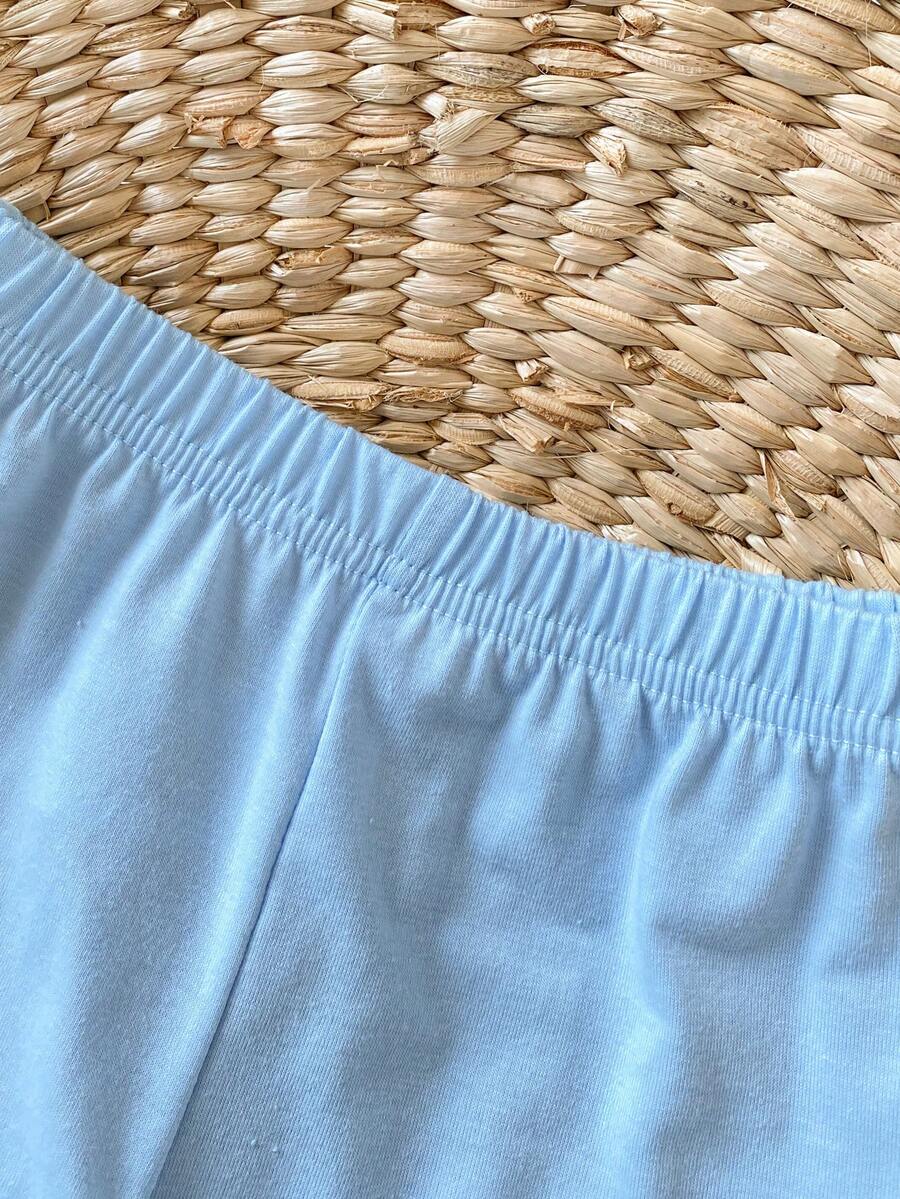 Infant Toddler Boys' Summer Outfit: Striped Waffle Tee and Letter Patch Shorts