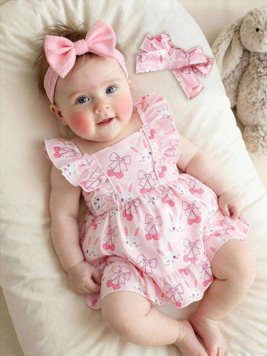 2PCS Baby Strawberry Plaid Dress and Bow Headband Set for Cute Spring and Summer Outings