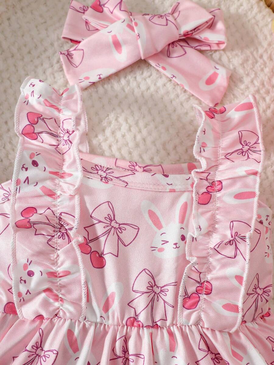 2PCS Baby Strawberry Plaid Dress and Bow Headband Set for Cute Spring and Summer Outings