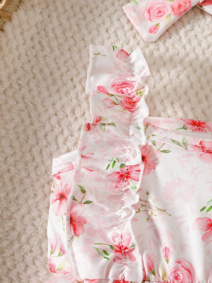 2PCS Baby Strawberry Plaid Dress and Bow Headband Set for Cute Spring and Summer Outings
