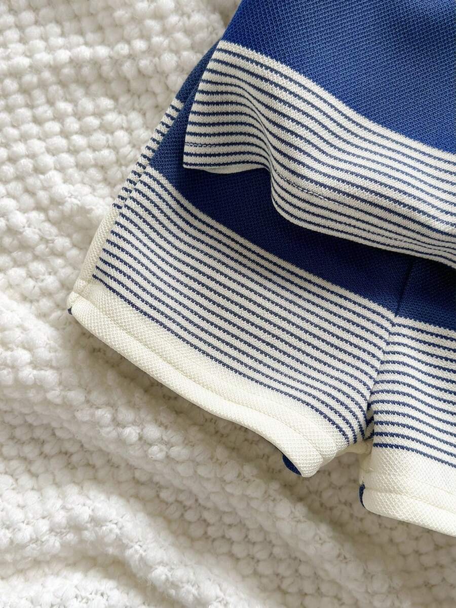 2PCS Baby Letter Knit Top and Shorts Set for Casual Daily Wear and Playtime