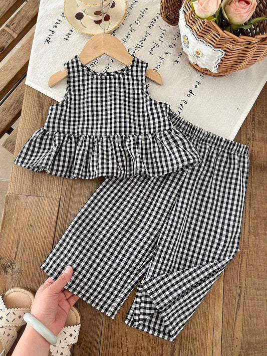 Casual Summer Pants Outfit For Kids Girls Ditsy Floral Fashion Wear