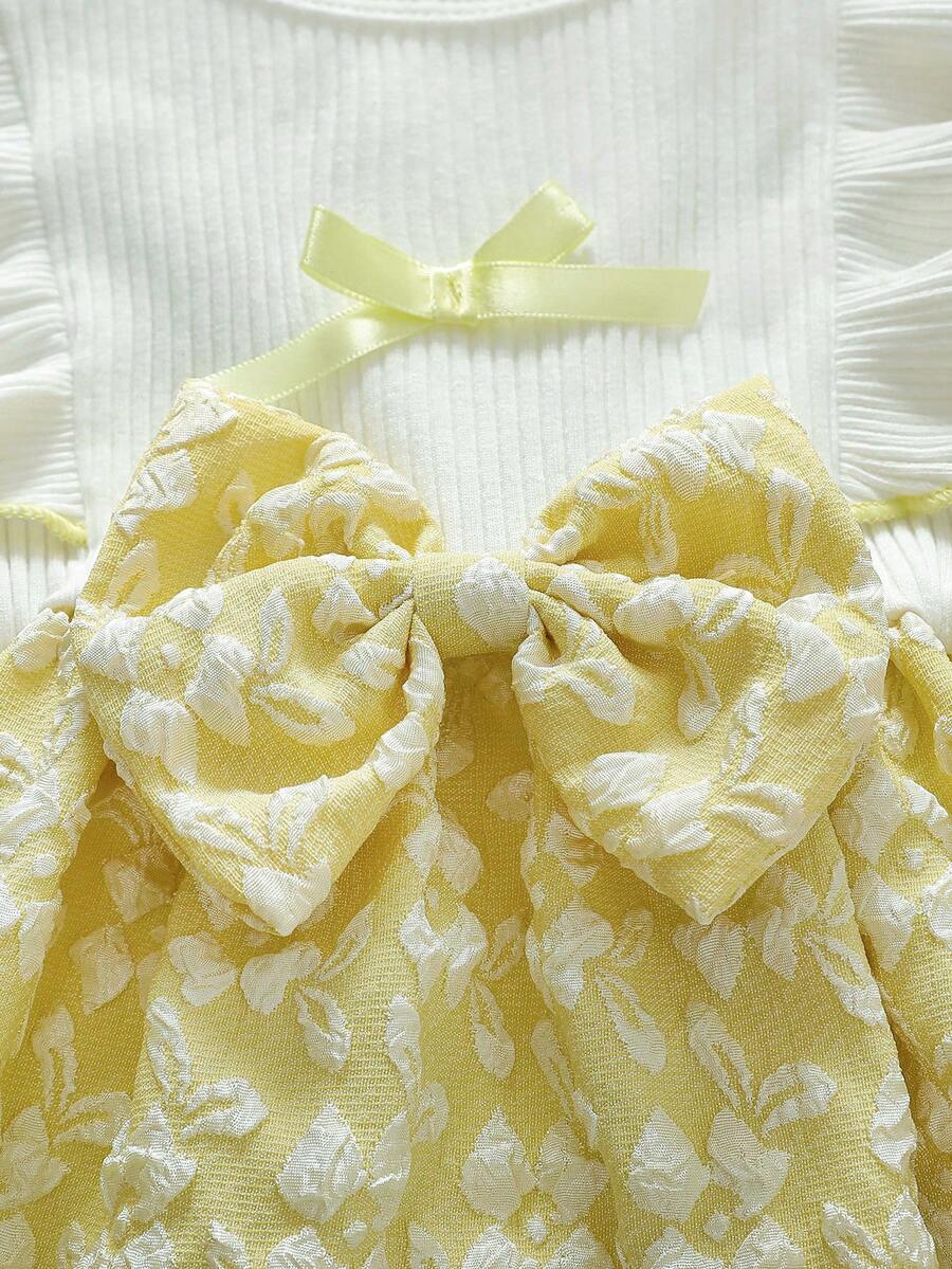 Baby Lace Collar Pink Bow Dress for Elegant Retro Summer Wear
