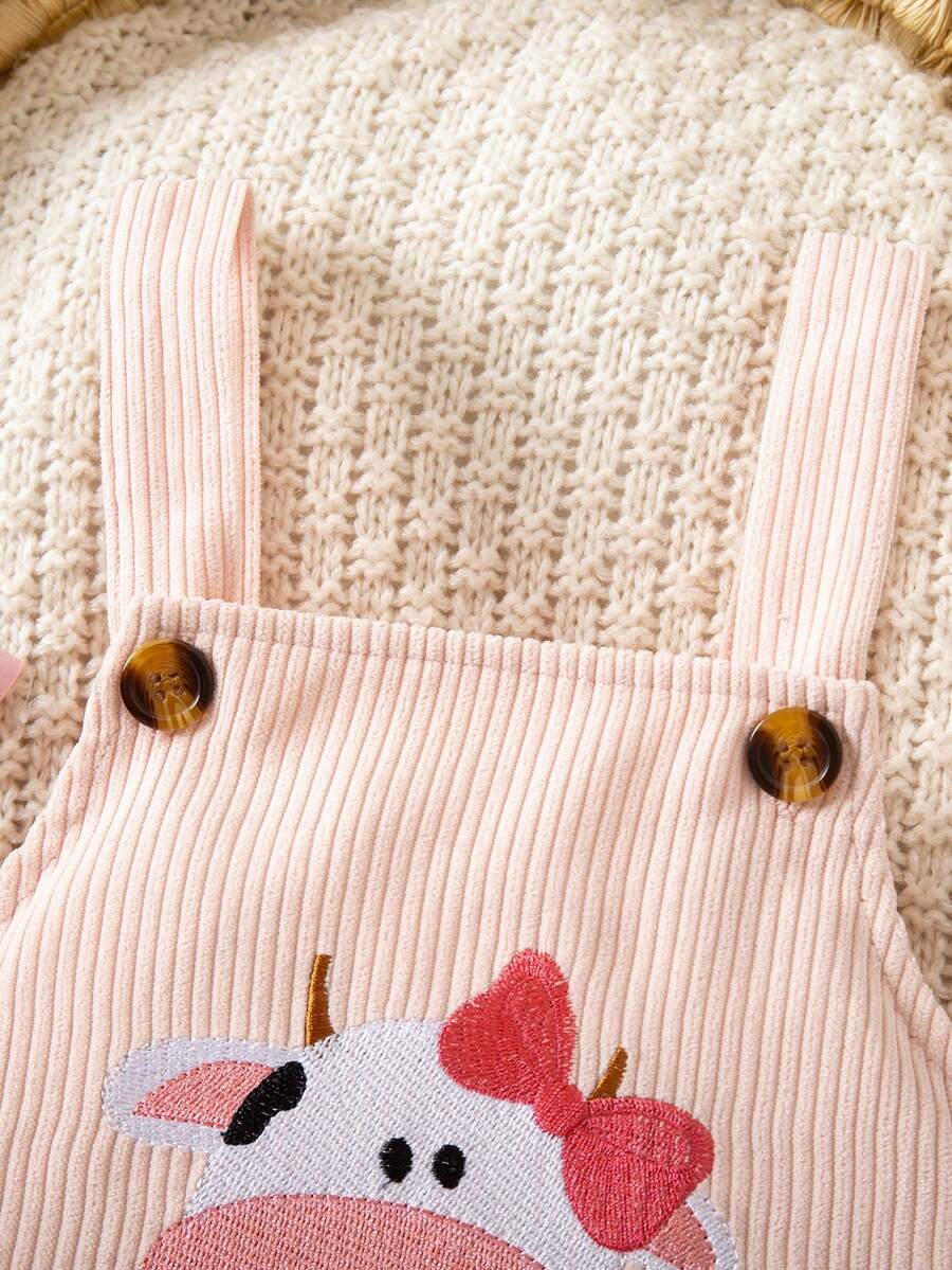 Spring Autumn Suspender Dress - Cute Casual Embroidered Deer Outfit for Baby Girls