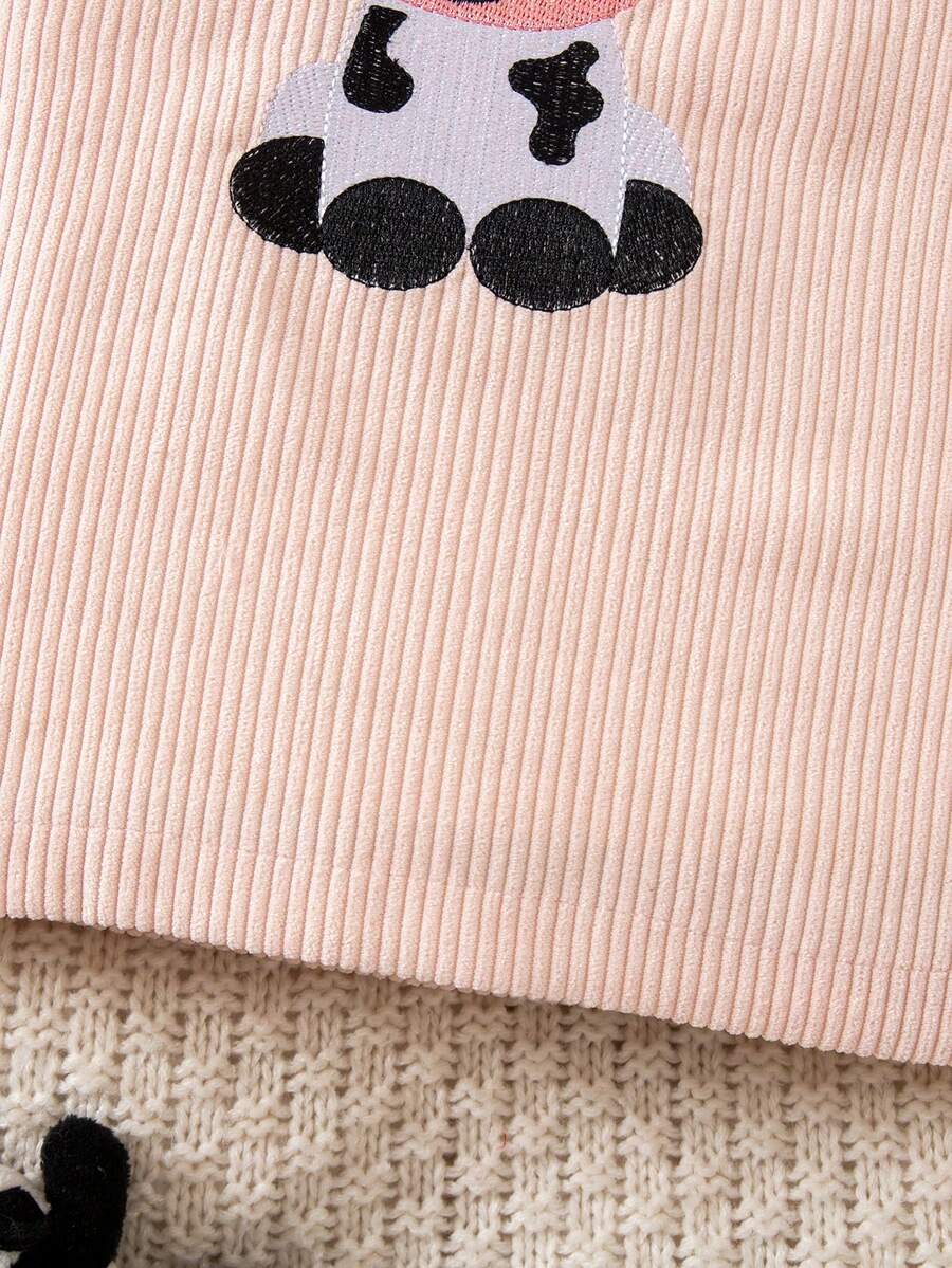 Spring Autumn Suspender Dress - Cute Casual Embroidered Deer Outfit for Baby Girls